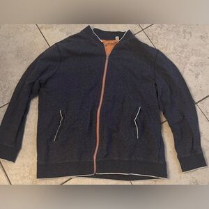 Robert Graham Men’s Heather Gray Front Zip Sweater w/ Orange Interior - 2XL